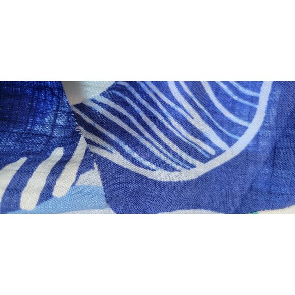 White Closet Elements Long Blue and White HalterNeck Dress LINEN SZ Medium - Picture 12 of 14